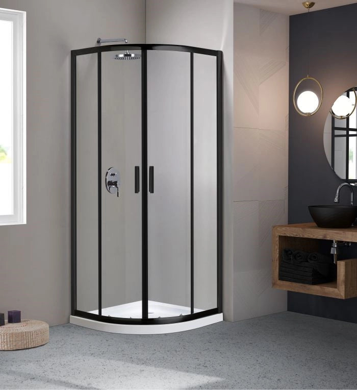 Box Doccia Semicircolare Vetro Trasparente Anticalcare Temperato 6MM Apertura Angolare Doppio Scorrevole 90X90