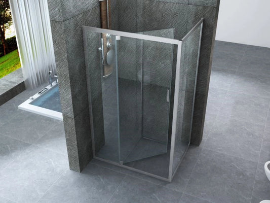 Box Doccia Angolare 2 Lati Vetro 6 MM 1 Porta Semi-Battente ed 1 Fisso
