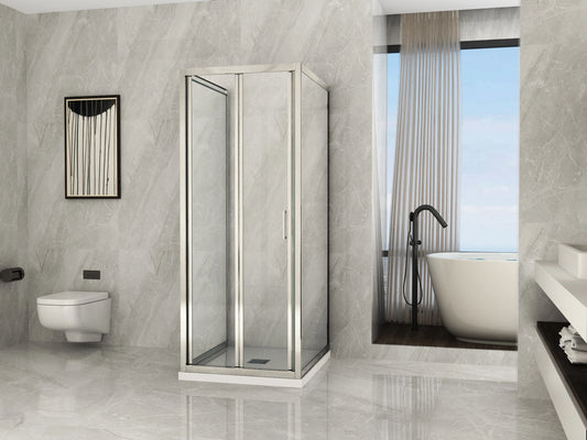 Box Doccia 3 Lati in Cristallo 6 mm OPACO 2 Lati Fissi ed 1 Porta a Libro Soffietto