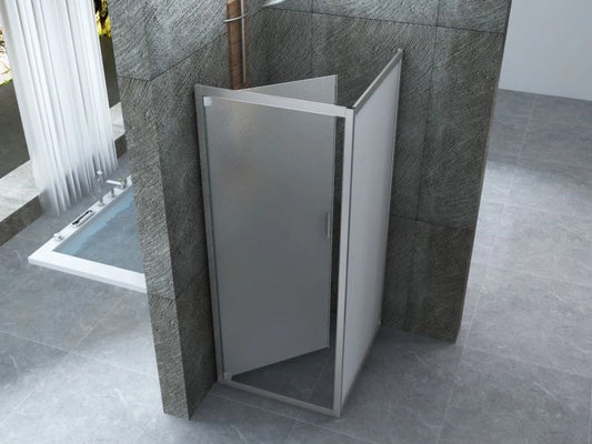 Box Doccia Angolare 2 Lati Vetro 6 MM 1 Porta Pivotante Battente ed 1 Fisso