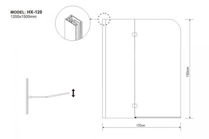Anta battente sopravasca in vetro Trasparente 5 MM - Telaio Cromato - Misura: 86 x h140