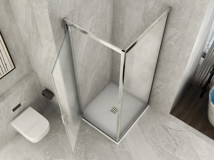 Box Doccia Angolare 2 Lati Vetro 6 MM 1 Porta Pivotante Battente ed 1 Fisso