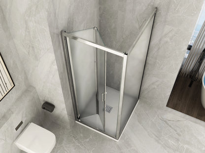 Box Doccia Angolare 2 Lati Vetro 6 MM 1 Porta Soffietto Pieghevole Libro ed 1 Fisso