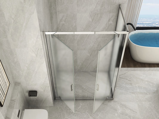 Box Doccia Angolare 2 Lati Vetro 6 MM  TRASPARENTE, 1 Porta Saloon Western ed 1 Fisso