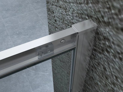 Box Doccia per Vasca a 2 Lati in Vetro Trasparente 6 mm 1 Lato Fisso e 1 Porta Scorrevole