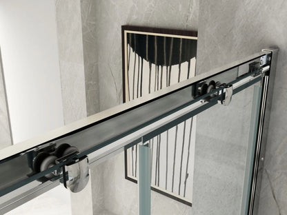 Box Doccia per Vasca a 2 Lati in Vetro Trasparente 6 mm 1 Lato Fisso e 1 Porta Scorrevole