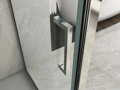 Box Doccia per Vasca a 2 Lati in Vetro Trasparente 6 mm 1 Lato Fisso e 1 Porta Scorrevole